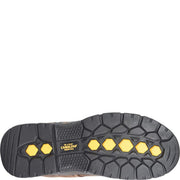 A black and yellow Carolina work boot sole