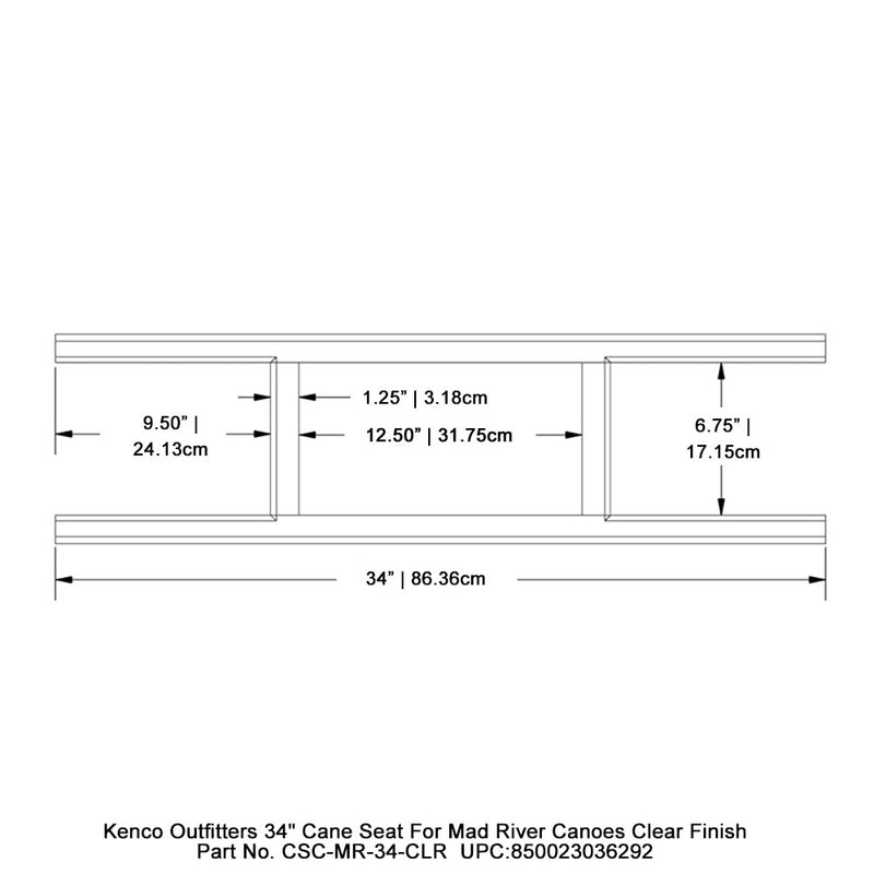 Kenco Outfitters 34" Cane Canoe Seat for Mad River Canoes - Clear Finish