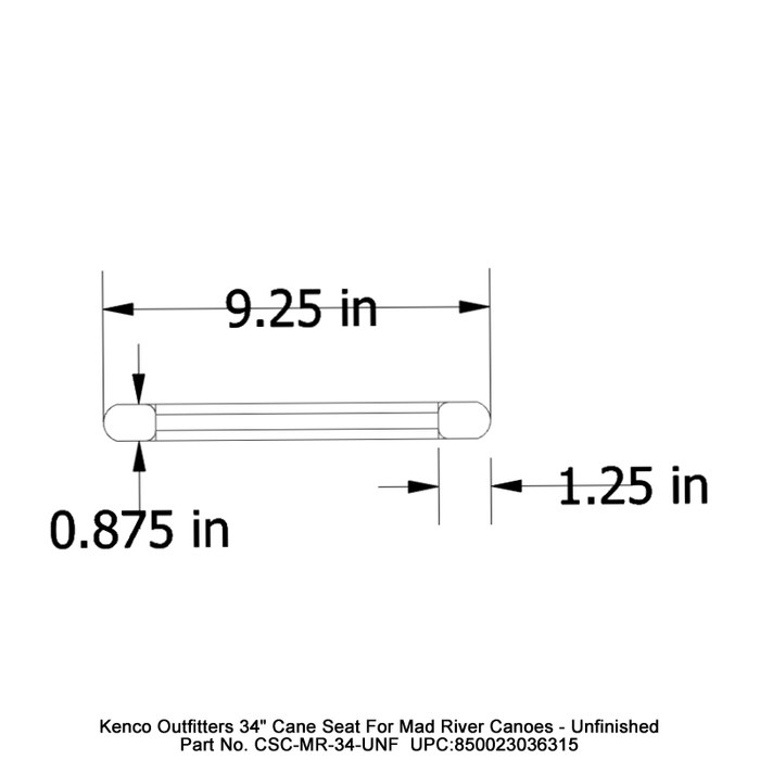 Kenco Outfitters 34" Cane Seat for Mad River Canoes - Unfinished