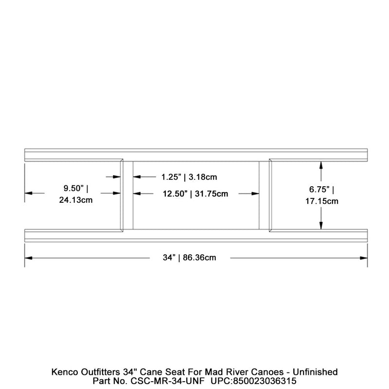 Kenco Outfitters 34" Cane Seat for Mad River Canoes - Unfinished