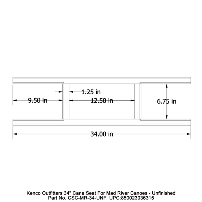 Kenco Outfitters 34" Cane Seat for Mad River Canoes - Unfinished