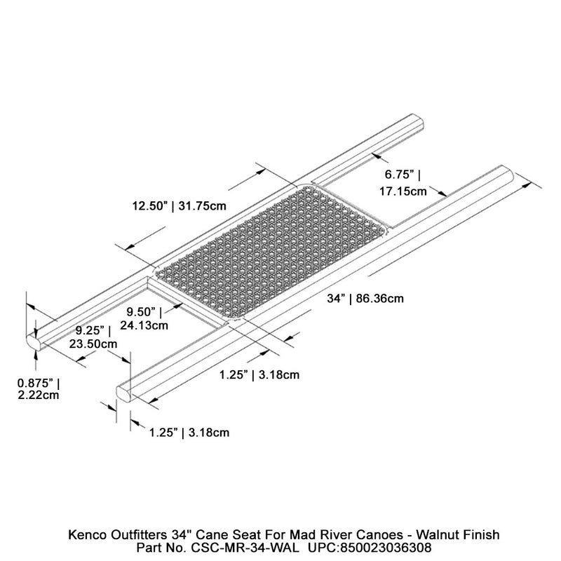 Kenco Outfitters 34" Cane Seat for Mad River Canoes - Walnut Finish
