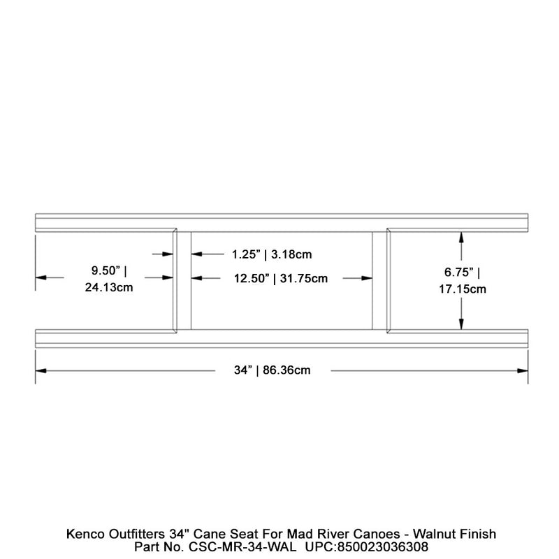 Kenco Outfitters 34" Cane Seat for Mad River Canoes - Walnut Finish