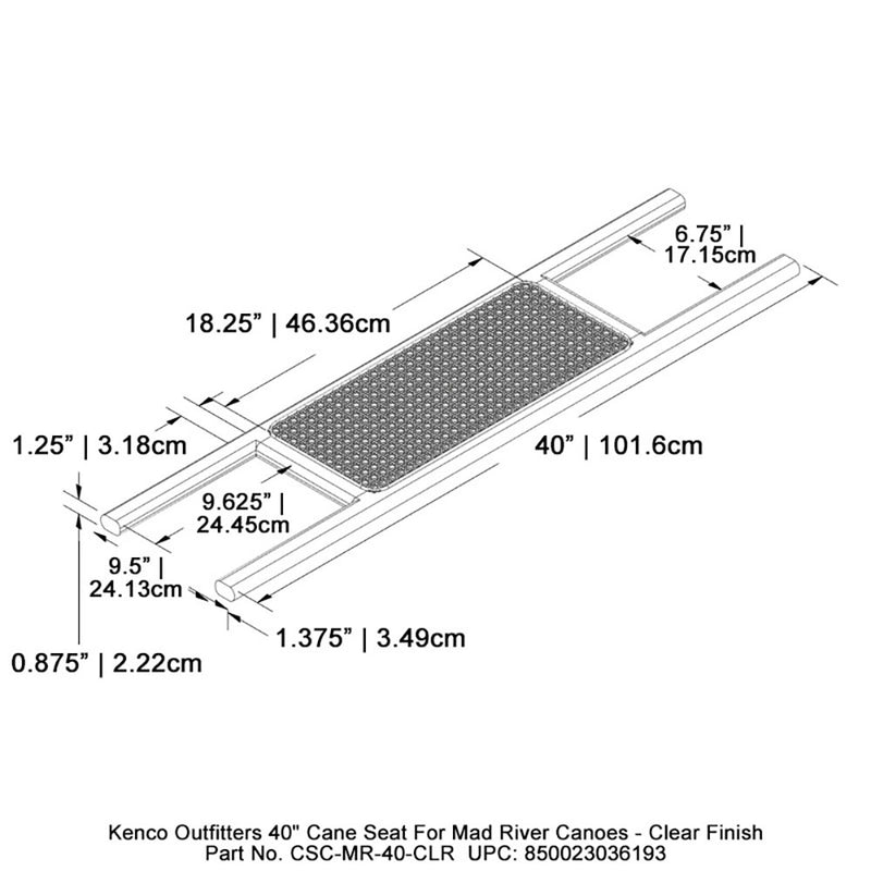 Kenco Outfitters 40" Cane Seat for Mad River Canoes - Clear Finish