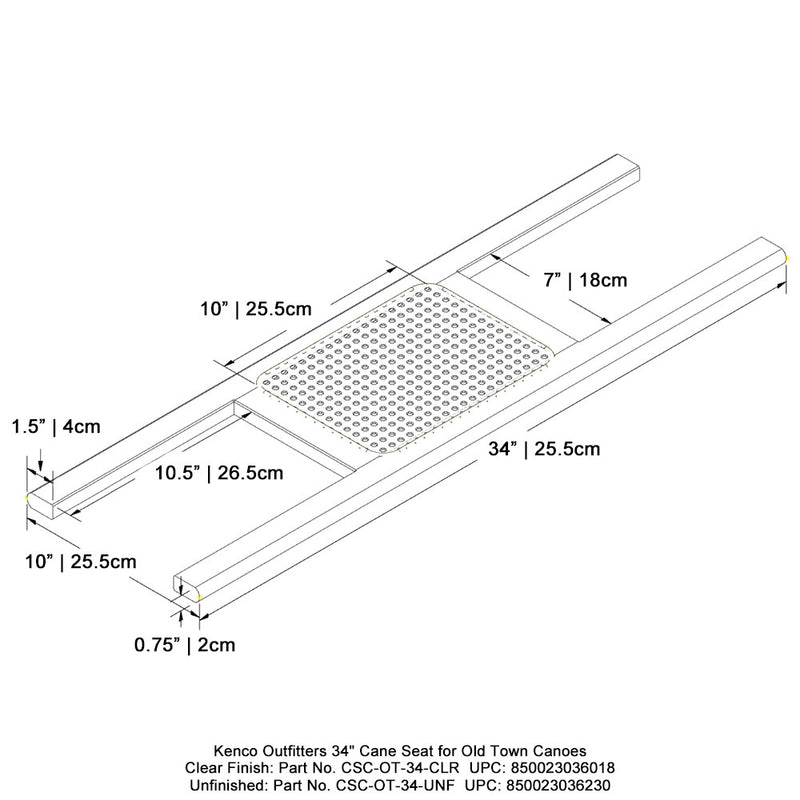 Kenco Outfitters 34" Cane Seat for Old Town Canoes - Unfinished