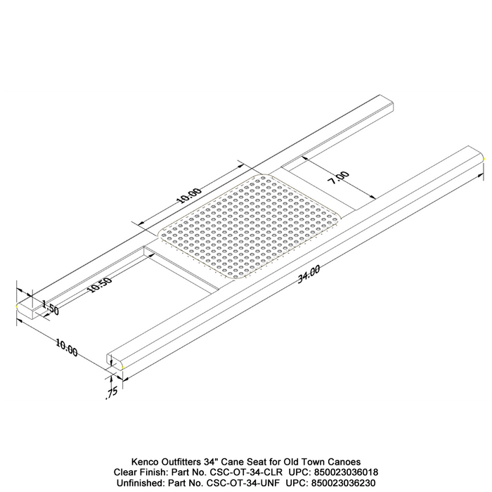 Kenco Outfitters 34" Cane Seat for Old Town Canoes - Unfinished