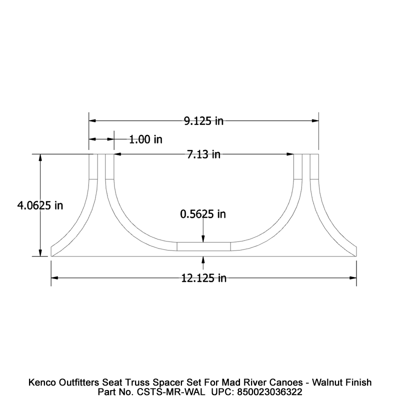 Kenco Outfitters Seat Truss Spacer Set for Mad River Canoes Walnut Finish