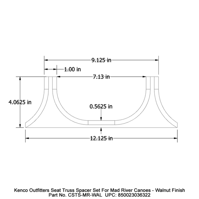 Kenco Outfitters Seat Truss Spacer Set for Mad River Canoes Walnut Finish