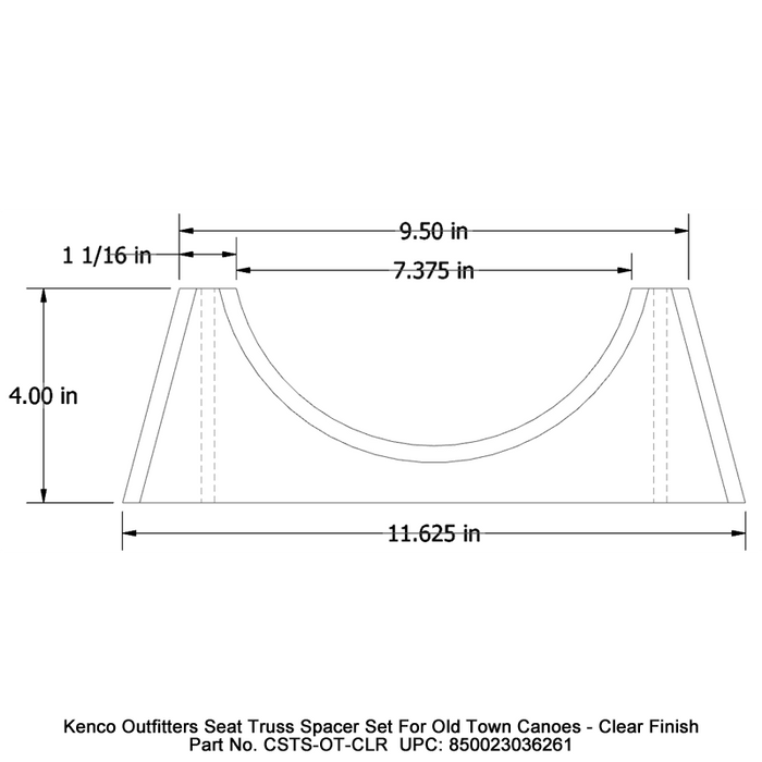 Kenco Outfitters Seat Truss Spacer Set for Old Town Canoes Clear Finish