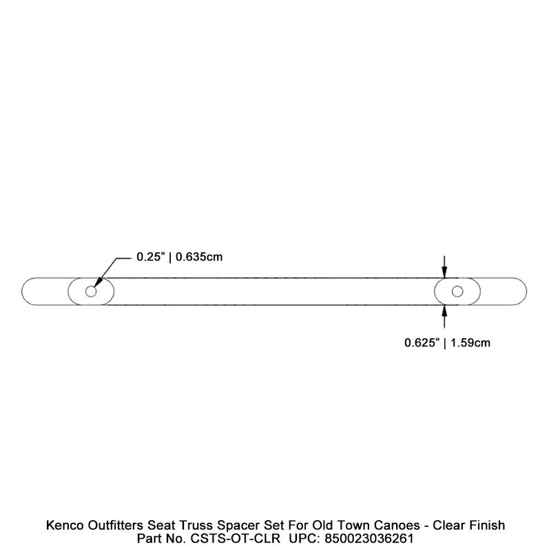 Kenco Outfitters Seat Truss Spacer Set for Old Town Canoes - Clear Finish
