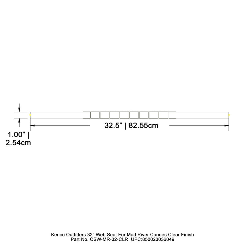 Kenco Outfitters 34" Web Seat for Mad River Canoes - Clear Finish