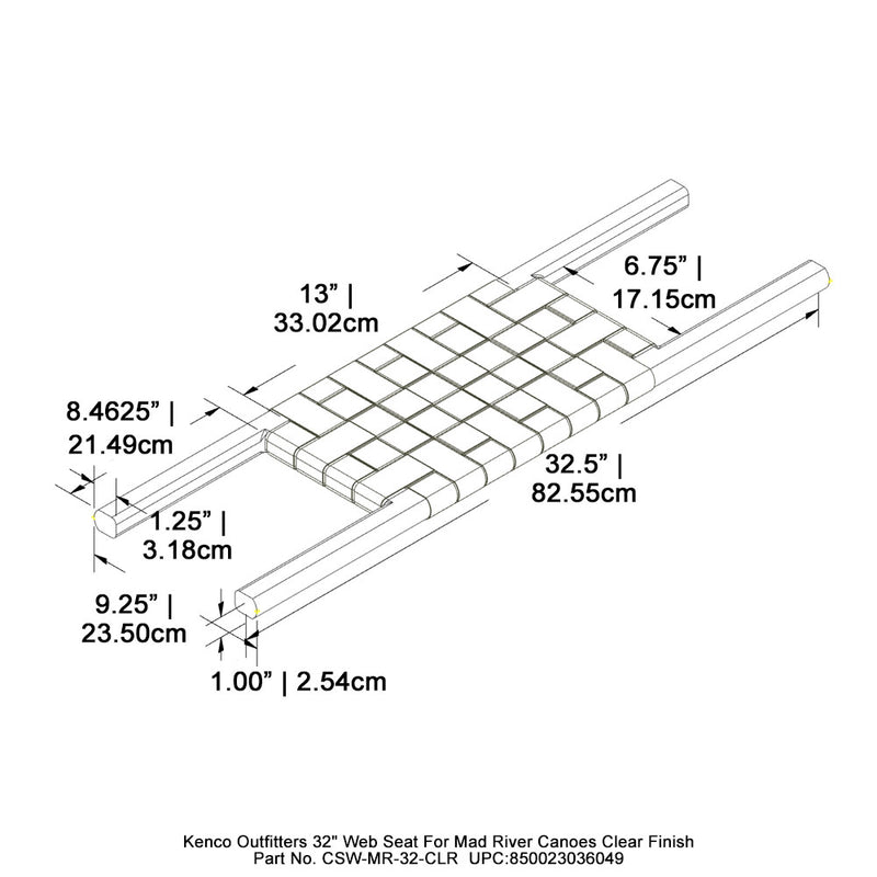Kenco Outfitters 34" Web Seat for Mad River Canoes - Clear Finish