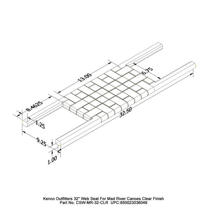 Kenco Outfitters 32 Inch Webbed Canoe Seat for Mad River Canoes