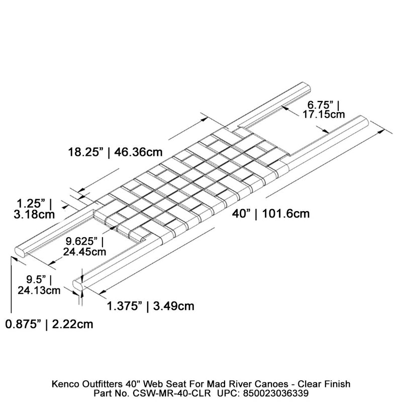 Kenco Outfitters 40" Web Seat for Mad River Canoes - Clear Finish