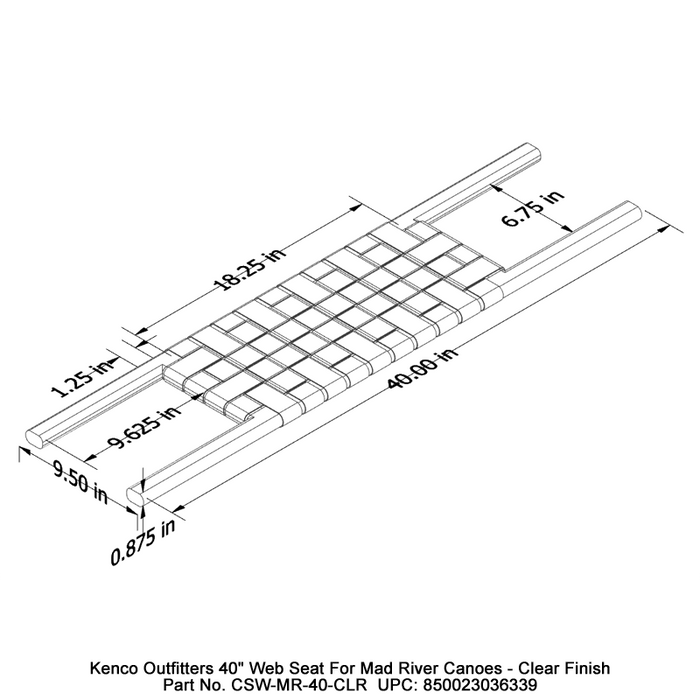 Kenco Outfitters 40in Web Seat for Mad River Canoes Clear Finish