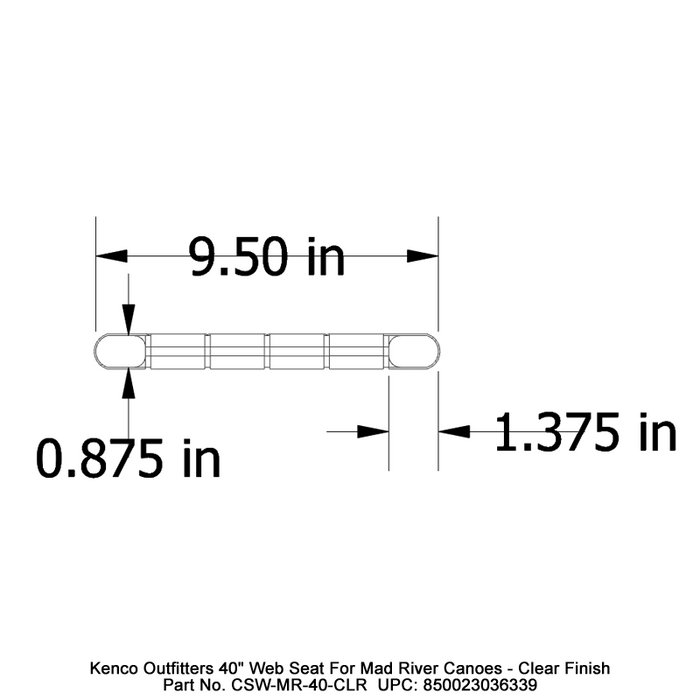 Kenco Outfitters 40in Web Seat for Mad River Canoes Clear Finish