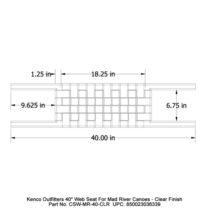 Kenco Outfitters 40in Web Seat for Mad River Canoes Clear Finish