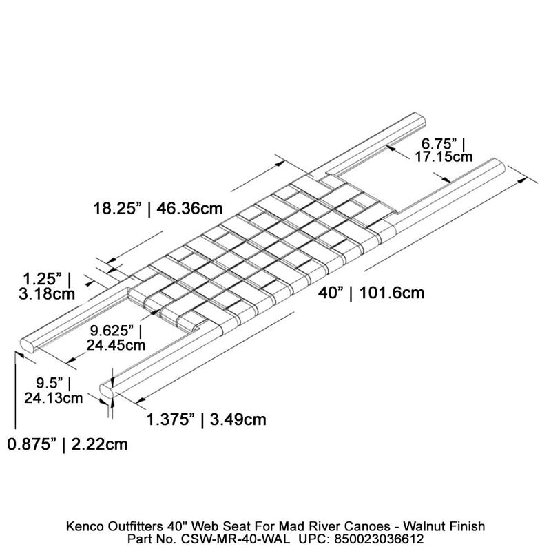 Kenco Outfitters 40" Web Seat for Mad River Canoes - Walnut Finish