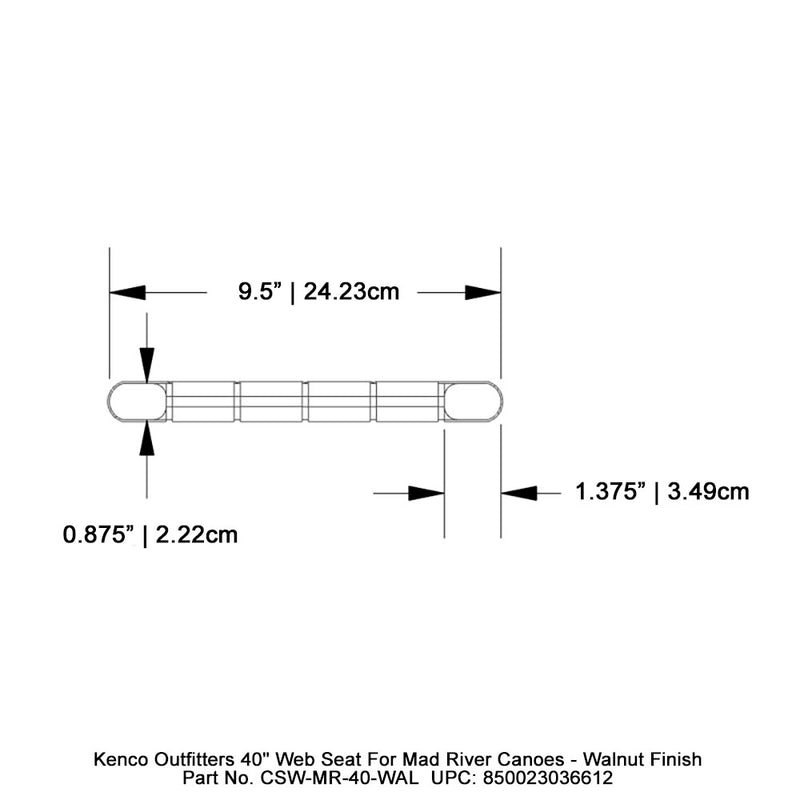 Kenco Outfitters 40" Web Seat for Mad River Canoes - Walnut Finish