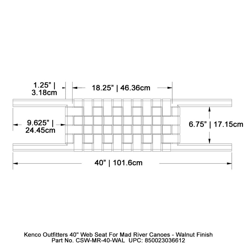 Kenco Outfitters 40" Web Seat for Mad River Canoes - Walnut Finish