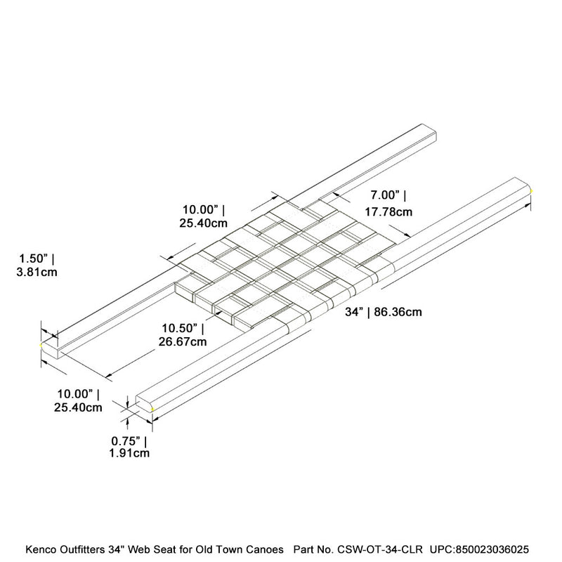 Kenco Outfitters 34" Web Seat For Old Town Canoes - Clear Finish