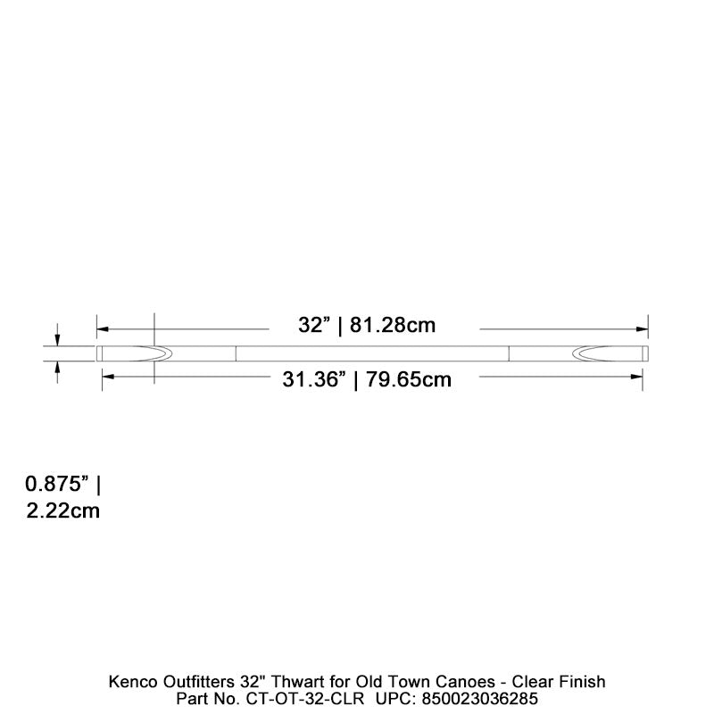 Kenco Outfitters 32" Thwart for Old Town Canoes - Clear Finish