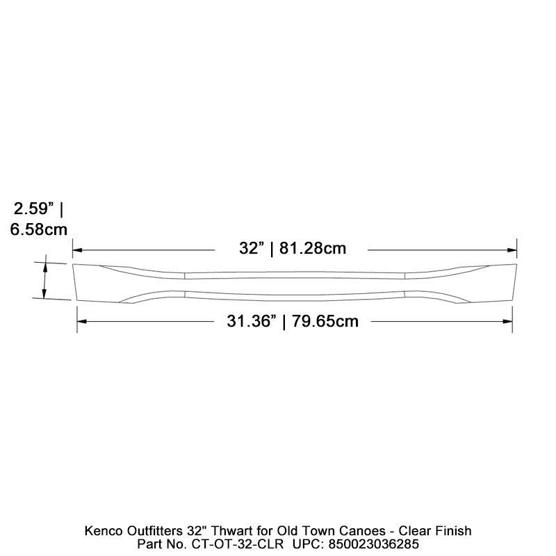 Kenco Outfitters 32" Thwart for Old Town Canoes - Clear Finish