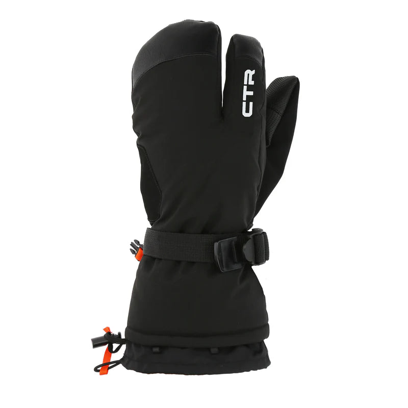 Black mitten with CTR logo against a white background. 