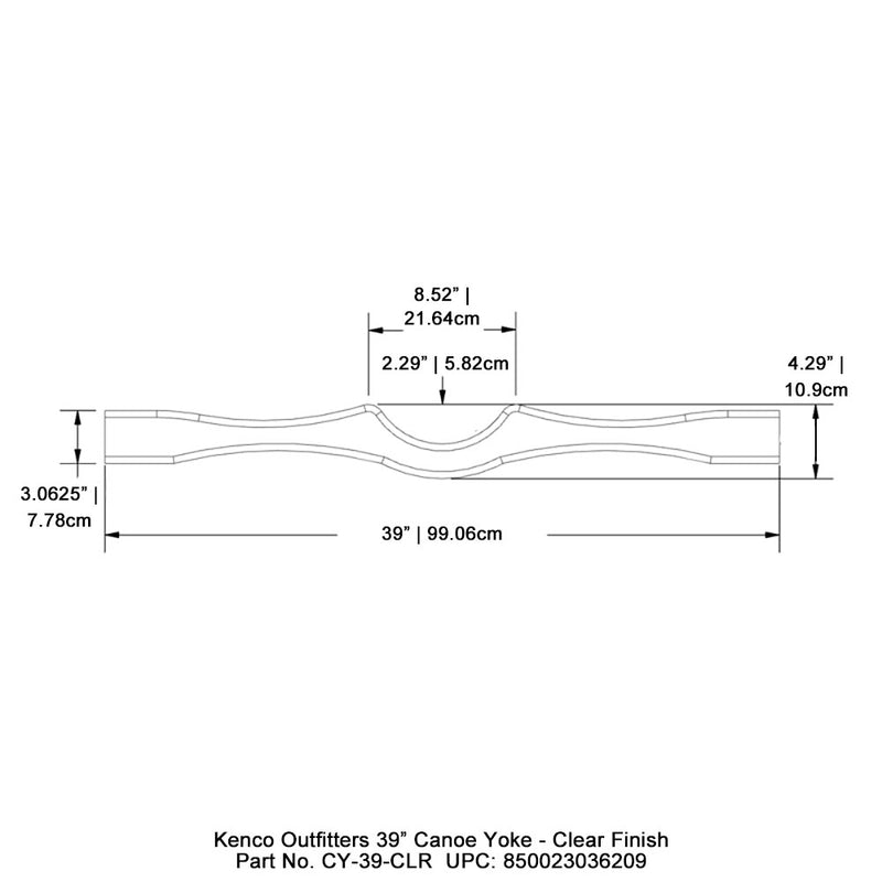 Kenco Outfitters 39" Canoe Yoke - Clear Finish