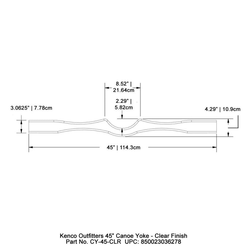 Kenco Outfitters 45" Canoe Yoke - Clear Finish