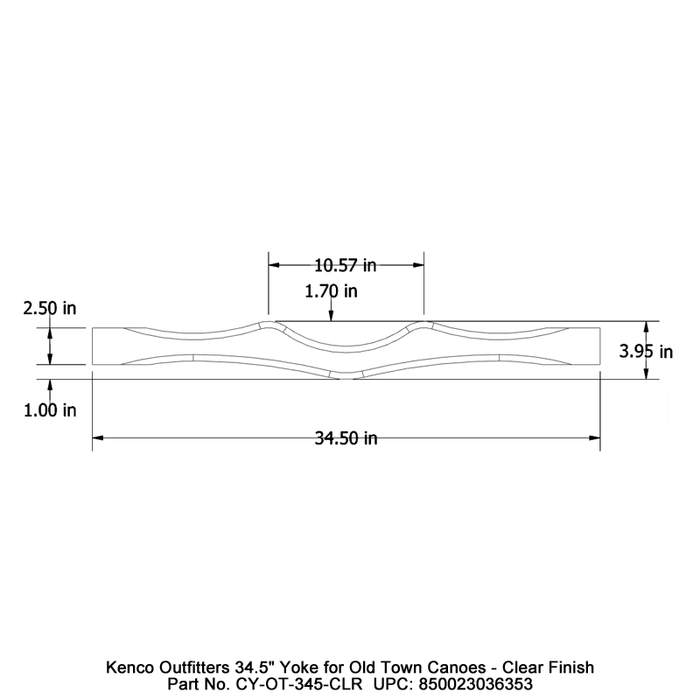 Kenco Outfitters 34.5in Yoke for Old Town Canoes Clear Finish