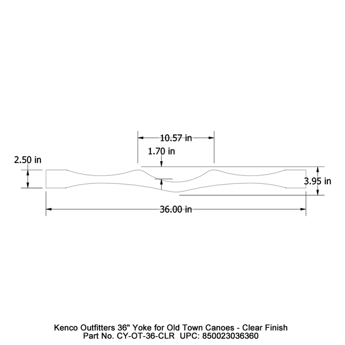 Kenco Outfitters 36in Yoke for Old Town Canoes Clear Finish