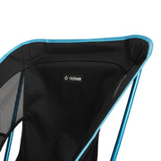 Black camping chair with blue lining