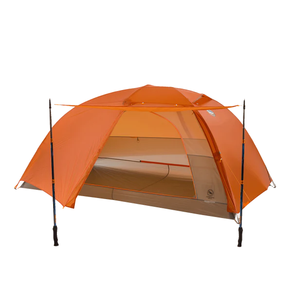 An open orange tent