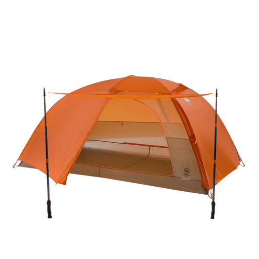 An open orange tent