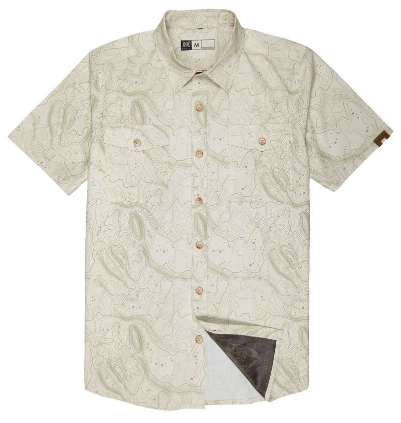 Men's Rowan Short Sleeve Topographical Print Shirt | Bone