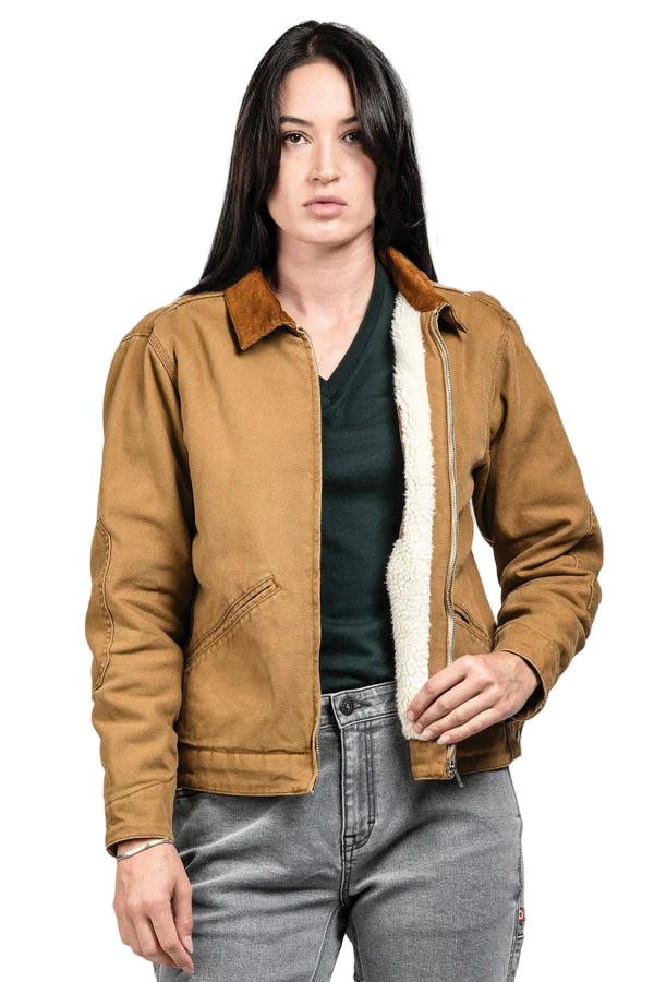 Women's Old School Trucker Canvas Work Jacket | Vintage Brown