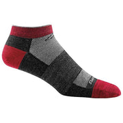 Red and black sock on a white background