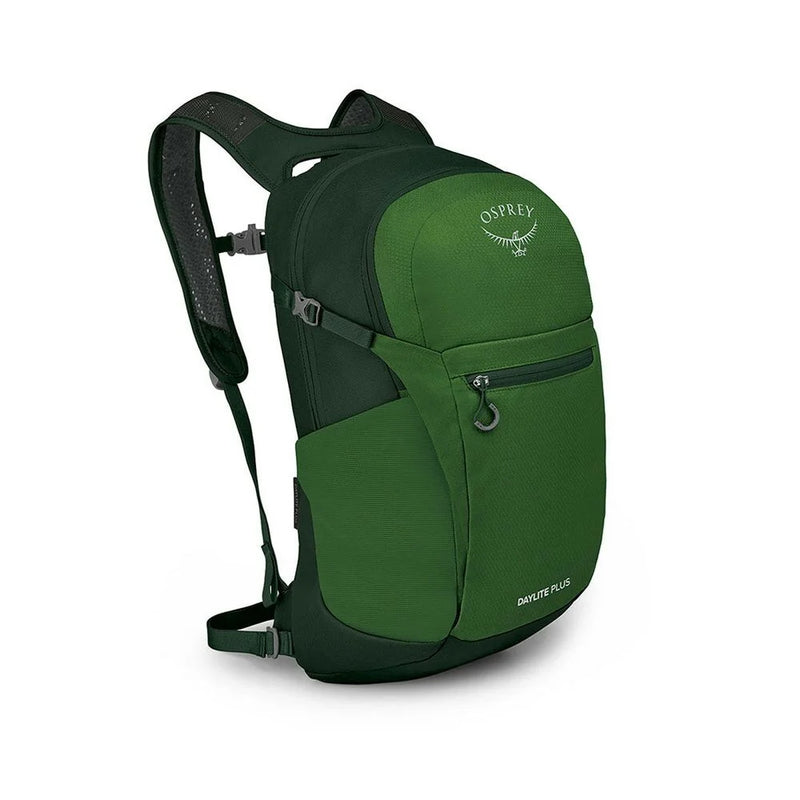 Green backpack on a white background.