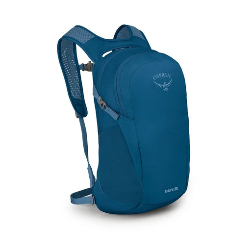 Blue backpack on a white background.