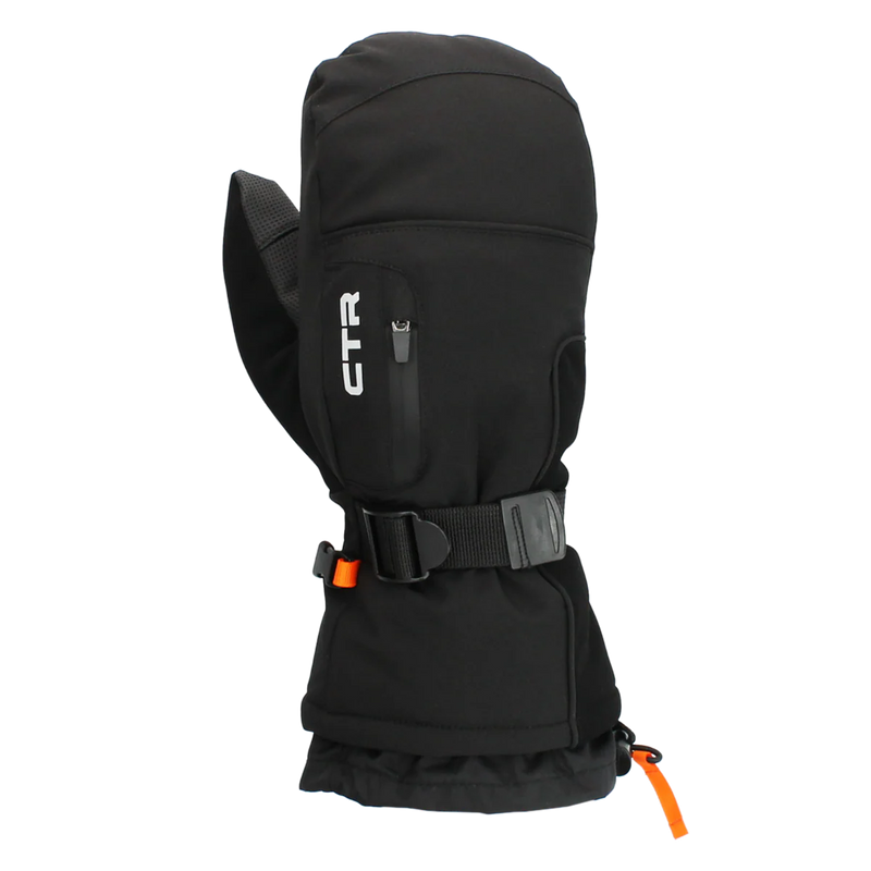 CTR Max Ski Mitten with Waterproof Zipper and Heat Pack Pocket | Black