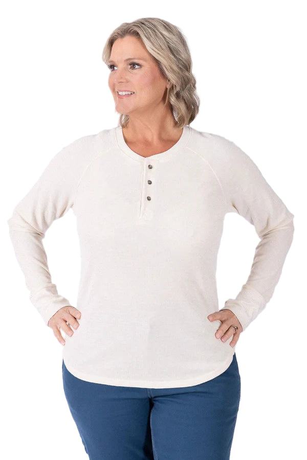 Women's Honed Long Sleeve Thermal Henley | Oatmeal