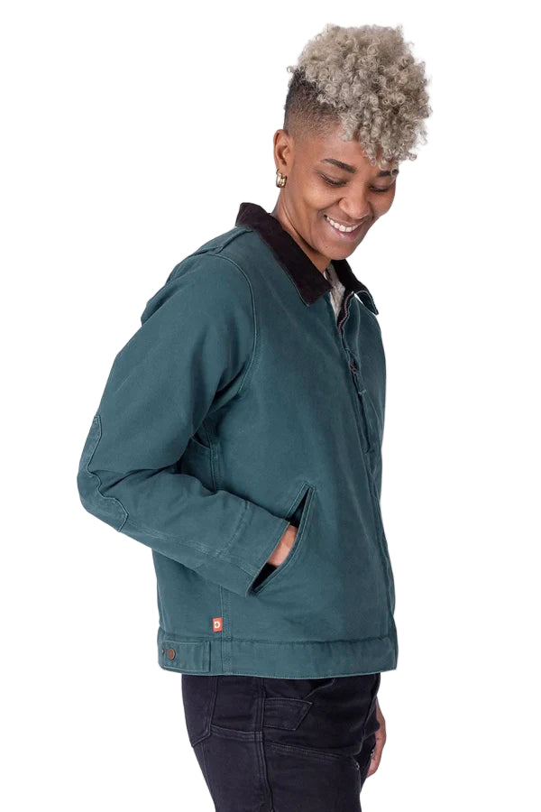 Women's Old School Trucker Canvas Work Jacket | Lodge Green