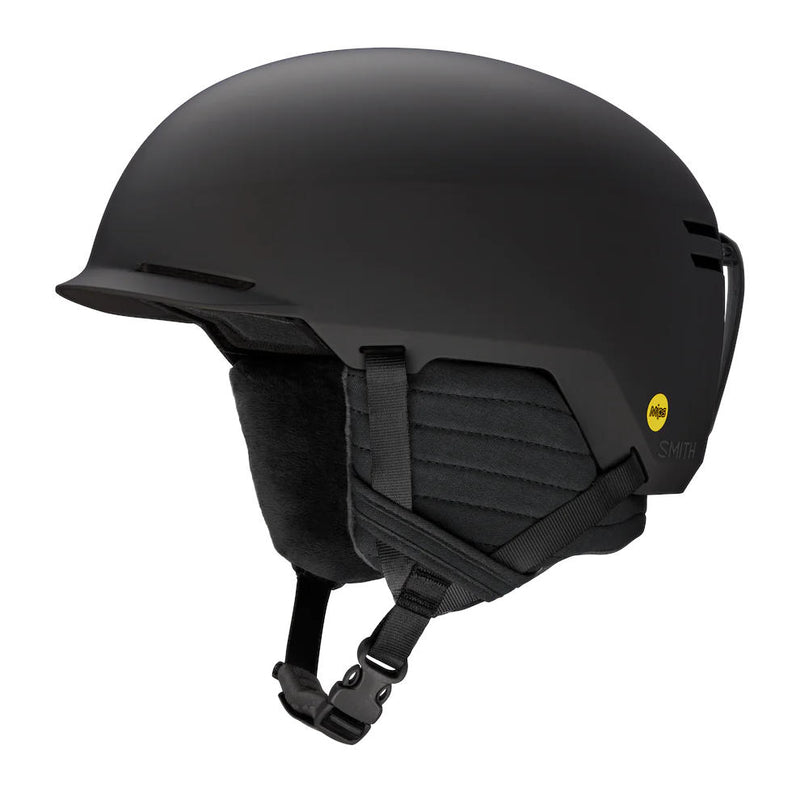 Black helmet with a visible brand logo on a white background