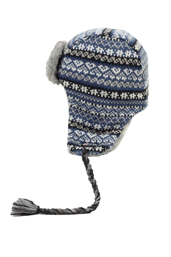 Journey Wool Earflap Hat with Faux Fur Lining | Blue
