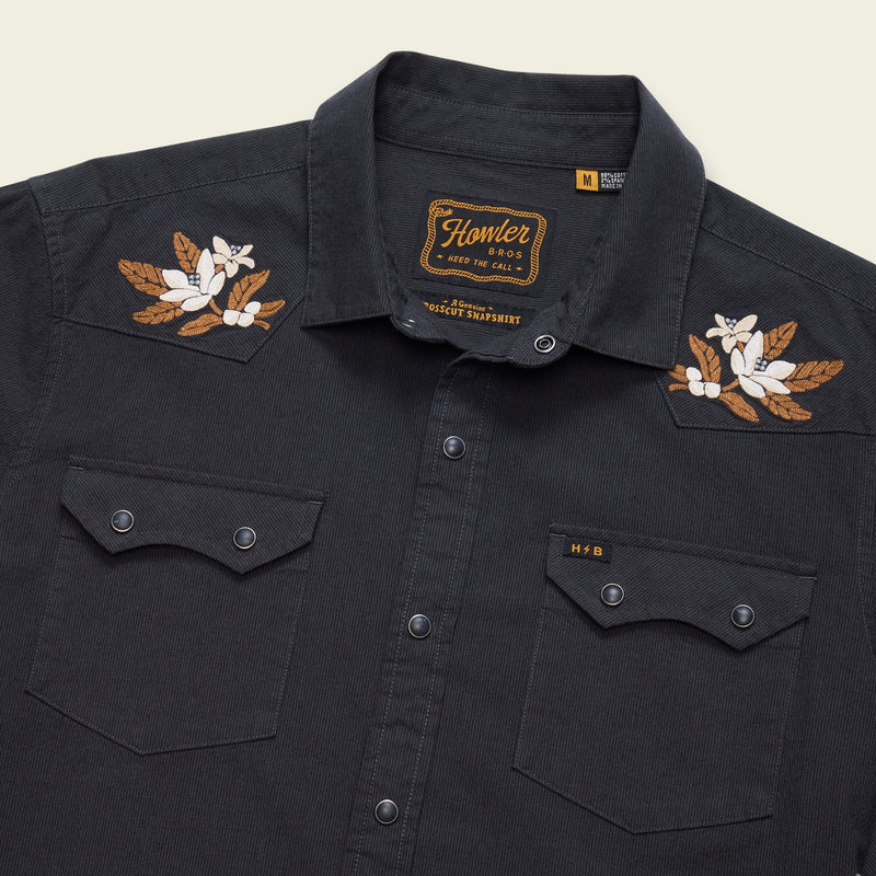 Men's Crosscut Denim Deluxe Snapshirt | Orange Blossoms: Antique Black