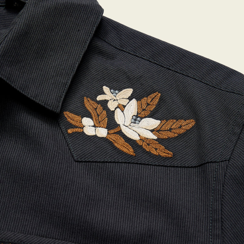 Men's Crosscut Denim Deluxe Snapshirt | Orange Blossoms: Antique Black
