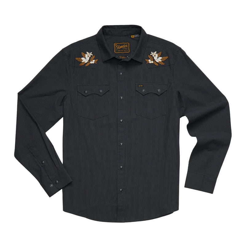 Men's Crosscut Denim Deluxe Snapshirt | Orange Blossoms: Antique Black