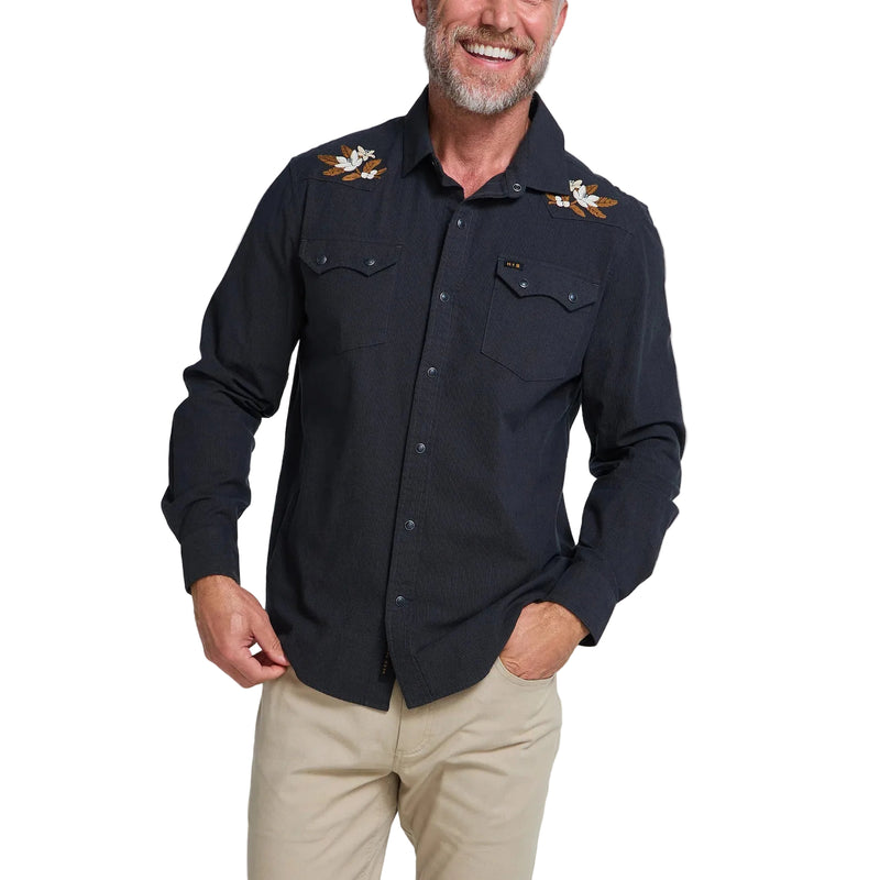 Men's Crosscut Denim Deluxe Snapshirt | Orange Blossoms: Antique Black