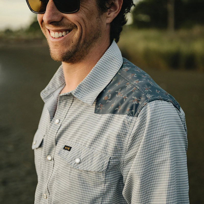 Men's H Bar B Tech Longsleeve | Rancher Floral: Smoke Blue